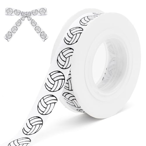 Volleyball Ribbon 10 Yards Black White Grosgrain Ribbon 5/8 Inch for Gift Wrapping Volleyball Sport Cheer Ribbons for Crafts Sewing Team Hair Bows Making Wreath Flower Bouquet Party Decoration