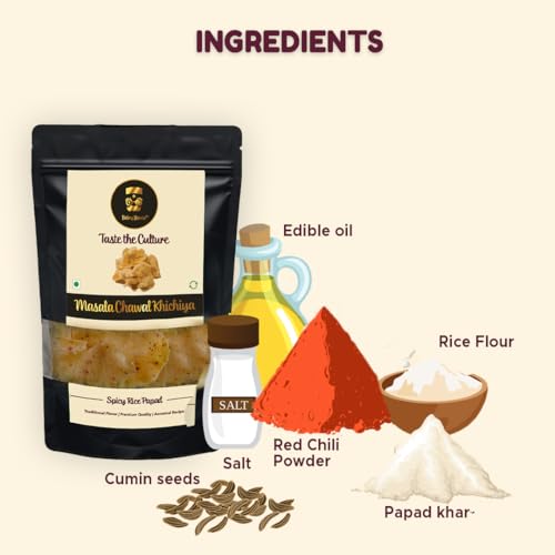 Image of Being Bania Rice Papad Khichiya, 210 Gram|Rajasthani Khichiya|Handmade Papad Fryums|Masala Jeera Rice Khichiya