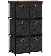 VASICAR Small Fabric Dresser with 6 Drawers, Tall Cube Organizer for Closet, Storage Drawer Unit ...