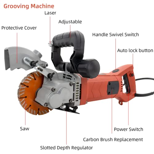 VICSEC Electric Wall Grooving Cutting Machine Chaser 110V for Slotting Brick Granite Marble Concrete Grooves with 5Pcs 5Inch 133mm Diameter Saw Blades Dustproof and Line Infrared Sighting 3 VICSEC Electric Wall Grooving Cutting Machine Chaser 110V for Slotting Brick Granite Marble Concrete Grooves with 5Pcs 5Inch 133mm Diameter Saw Blades Dustproof and Line Infrared Sighting - Image 3