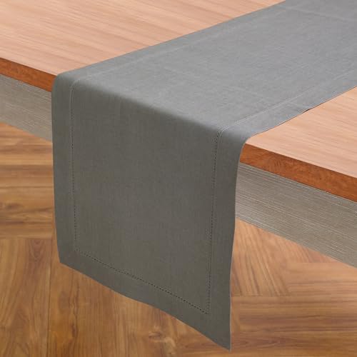 image for Solino Home Linen Steel Gray Table Runner 72 Inches Long - 100% Pure L