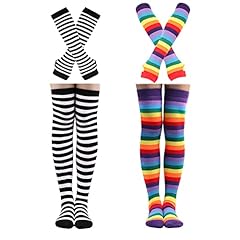 2sets Striped Black+rainbow Purple