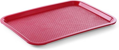 Plateau de service rectangulaire rouge en plastique polypropylène rigide