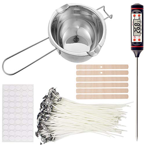EWONICE Candle Making Kit - 1 Pot, 50 Wicks, 50 Stickers, 2 Holders, 1 Thermometer, 5 Stirrers - Modern, Unisex, Adult - 9.6' * 5.5' * 2.4' - Candle Making Kit
