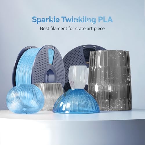 Image of SUNLU Shiny Sparkle PLA Filament 1.75mm, Galaxy Glitter 3D Printing Filament, Dimensional Accuracy + /- 0.02mm, 1kg Spool, Works with Most FDM Printers, Twinkling Blue