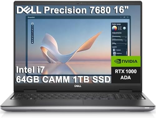 Dell Precision 7000 7680 Mobile Workstation Laptop (NVIDIA RTX 1000 Ada 6GB, 16' FHD+, Intel 20-Core i7-13850HX (> Ultra 7-155U), 64GB LPCAMM2 DDR5, 1TB SSD) Pro Max for Engineer, Designer, Win 11 Pro