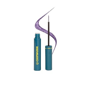 Chipmunk Liquid Eyeliner | Metallic | Waterproof Smudgeproof | Long stay 12+ hrs | Alcohol free | Safe for sensitive eyes | Vegan | Non-toxic (12 Violet Glow)