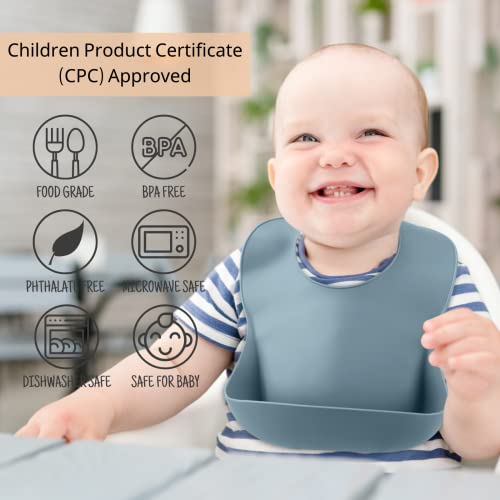 Mintlyfe Silicone Bibs For Babies, 2 Sets Baby Feeding Bibs Waterproof Soft Durable Adjustable Bibs, Bpa Free (Blush/Muted) #TOP1
