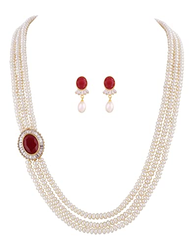 Hyderabad Jewels Natural Fresh Water Pearl Side Piece Necklace Ch...