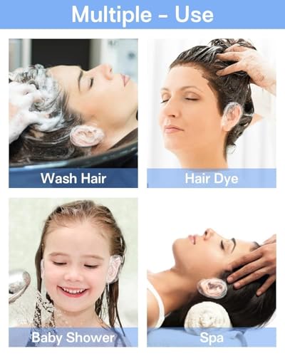 Image of FEORA 200 Pieces Transparent Ear Cover for bathing Ear Caps for Shower Waterproof Ear Protection from Water Ear Cap for Women Hair Dye Bathing Ear Protector from Water Salon Accessories