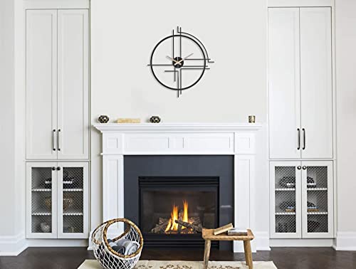 Large Metal Wall Clock - 3D Silent Non-Ticking Metal Wall Clock -20 Inch Modern Decorative Luxury Art For Livingroom, Kitchen, Dining Room, Bedroom, Garden And Patio, Garden Wall Clock, Black (Mfs-1) #TOP2