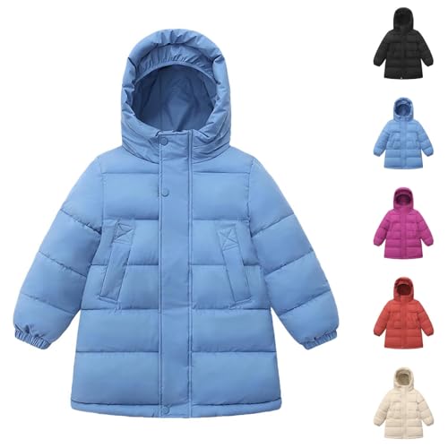 Girsl Down Jacket Long Winter Puffer Coat with Hood Lightweight Warm Padded Jackets Kids Puffy Outerwear Jackets
