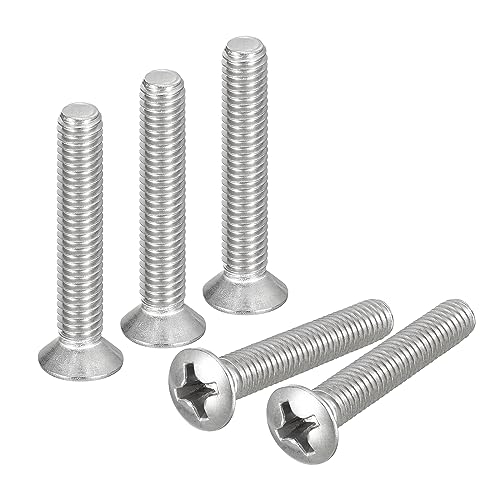 QUARKZMAN Tornillos Máquina Phillips Cabeza Ovalada M6x35mm, 25 Unidades Acero Inoxidable 304 con Cabeza Ligeramente Avellanada