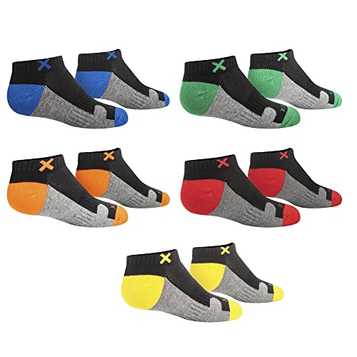 Odd Sox Basix, Athletic Kid Ankle Socks, Low Comfort 3 Block Multi Color 5 Pack Age 4-73