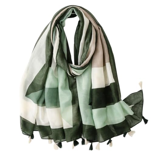 rtdgcv Bufanda para mujer, bufanda ligera y suave con estampado floral, invierno, bufanda de borla de moda, bufanda de gasa para adultos, Blanco, Talla única