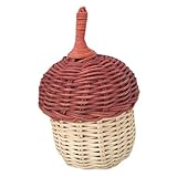 Beavorty Kleine Rattan Umhängetasche Pilzform Kiefernzapfen Korbtasche mit Lederband Fotorequisite und Dekoration für Mädchen und Jungen