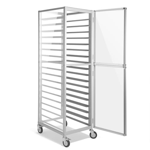 18 Pan 4in Spacing Aluminium Commercial Bakery Cooling Rack NSF Listed Commercial Heavy Duty Bun Racks 18.5x24.6x70in with Heavy Duty Plate Caster For Kitchen Home Bread Baking Equipment
