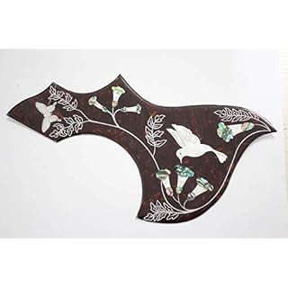 Pickguard pour guitare acoustique folk en forme de colibri avec incrustation nacre et fleur 104,1 cm - Les Beatles, Paul McCartney, John Lennon, RIngo Starr, George Harrison