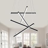 HONGREN Modern LED Chandelier, 5 Lights Linear Pendant Lighting Black Adjustable Ceiling Light Fixtu