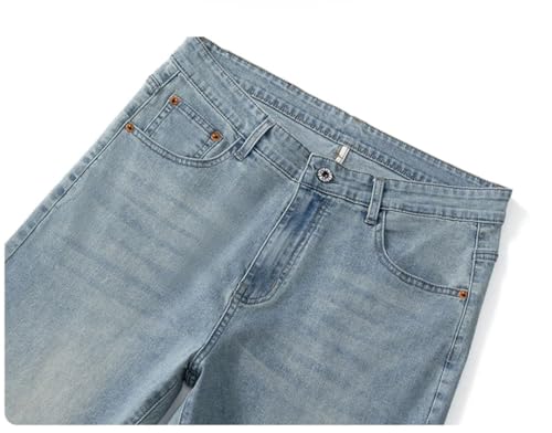 Hndudnff Men Thin Jeans Soft Zipper Straight Loose Trousers Breathable Business Casual Denim Pants3