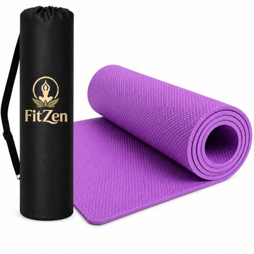 Image of Yoga Mat for Women and Men 6mm with Carry Strap EVA Material Extra Thick Exercise Mat for Workout Yoga Fitness Pilates and Meditation, Anti Tear Anti Slip For Home & Gym Use (Purple, 6mm)