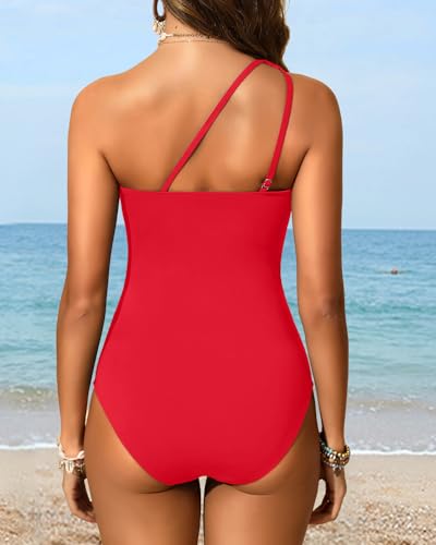 Image of Aqua Eve Women Mesh One Piece Swimsuit - Tummy Control One Shoulder Bathing Suit Cut Out Swimwear 2026