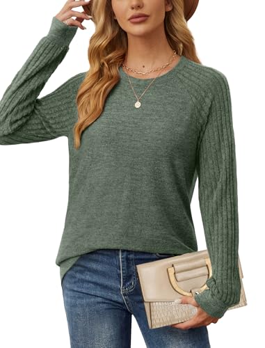 Image of Saloogoe Tunic Sweatshirts for Women Crewneck Lightweight Sweaters Raglan Long Sleeve Shirts Fall Fashion Tops 2026