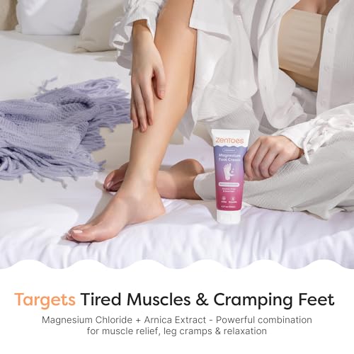 ZenToes Magnesium Cream with Arnica | Relaxation Support & Moisturizing Foot Cream for Legs & Calves | Magnesium Lotion for Feet & Sleep Support | Relaxing Nighttime Foot Balm | 4.2oz - Image 6