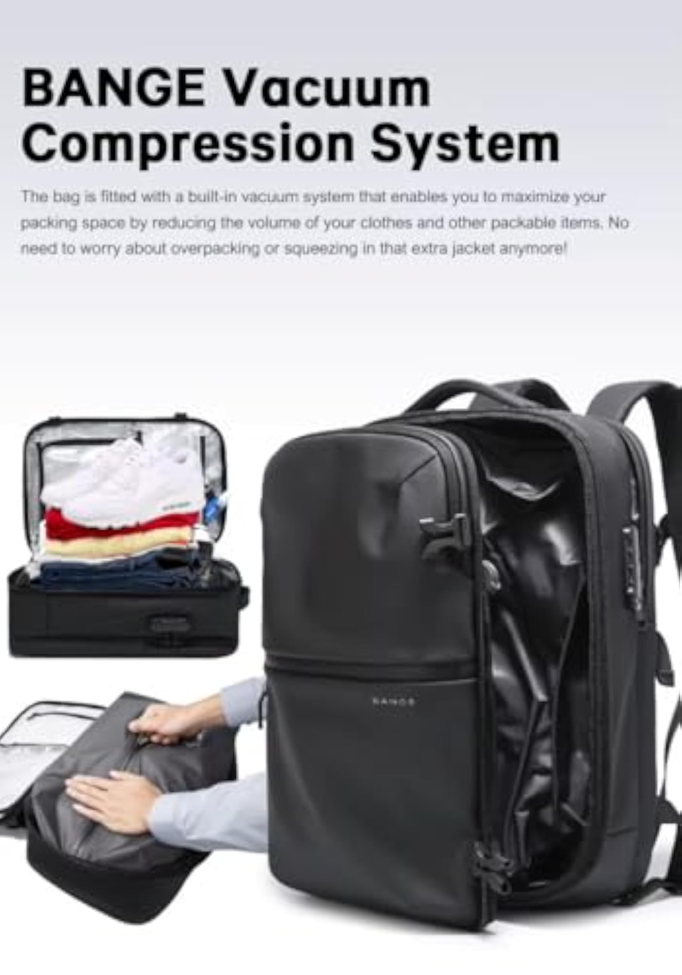 Vacuum Compression Travel Backpack for Men, Waterproof