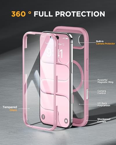 Image of Miracase Magnetic for iPhone Air Case 6.5 inch [Compatible with MagSafe] Full-Body Phone Case with Built-in Glass Screen Protector & Camera Control,Drop Proof iPhone 17 Air Case Cover, Lilac