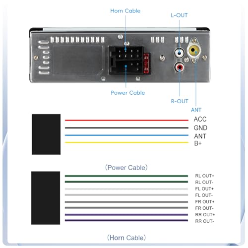 GOHHDL Bluetooth Autoradio 1 DIN, Autoradio unterstützt FM-Radio, AUX/TF, USB-Wiedergabe und -Aufladung, Disc-Eingang, Zeitanzeige