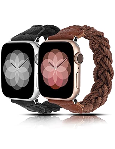 Image of Minyee Compatible with Apple Watch Band Braided 41mm 40mm 38mm 42mm 44mm 45mm 46mm 49mm Women,Solo Loop Stretchy Slim Elastic Woven Cute Bracelet Strap for iWatch Series 10 9 Ultra SE 8 7 6 5 4 3 2 1