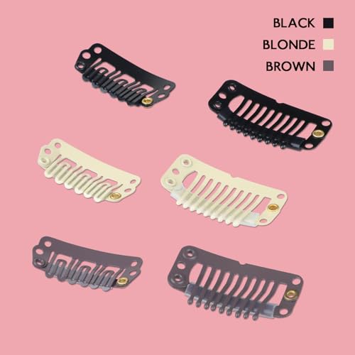 Image of WENNALIFE Replacement Clips for Clip-in Hair Extensions, Black, 4 Pcs