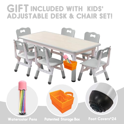 Kidstableandchairssetheightadjustabledeskwith6seatsforages212artscraftstablegraffitidesktopnonsliplegsmax300lbschildrenmultiactivitytableforclassroomsdaycare  Urban Country Home Decor Kids table and chairs set height adjustable desk with 6 seats for ages 2 12arts crafts tablegraffiti desktop non slip legs max 300lbs children multi activity table for classroomsdaycare  urban country home decor