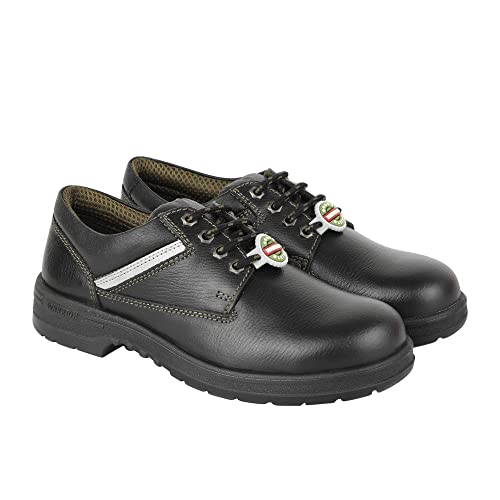 Image of Liberty Warrior 9822-01 Safety Shoe for Men, Steel Toe, Light Weight, Genuine Leather, Olive & Red, Sizes 5UK-11UK