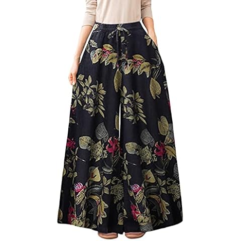 Womens Wide Leg Floral Summer Pants Cover