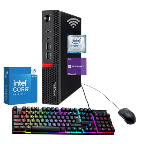 Lenovo ThinkCentre M910q Desktop Mini PC, Core i5-6500 3.2GHz-3.6GHz, 8GB DDR4 RAM, 256GB SSD, WiFi, Wired Keyboard and Mouse, Windows 11 Pro (Renewed)