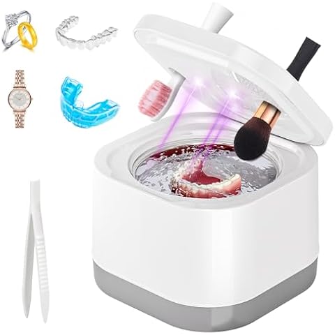 Ultrasonic Retainer Cleaner Machine, 45kHz Professional Dental Cleaning Pod for Ret...