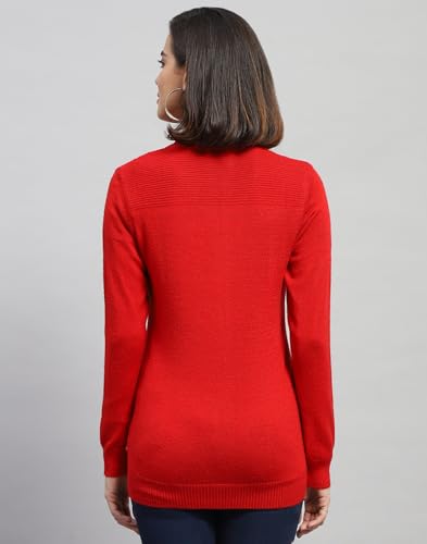 Image of Monte Carlo Women Regular Fit Full Sleeve Solid T Neck Winter Cardigan (Pack of 1)