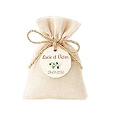 Étiquettes rondes en bois naturel – Lot de 25 – 4 cm – Dessin eucalyptus – Idéal pour mariage, baptême, sachets à dragées et cadeaux invités