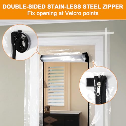 BigKing Staubdichte Tür mit Reißverschluss, U-förmig, transparente Abdeckung, 220 × 110 cm, Anti-Staub-Folie für Heimdekoration, Renovierung und Neubau (1 Stück, transparent)