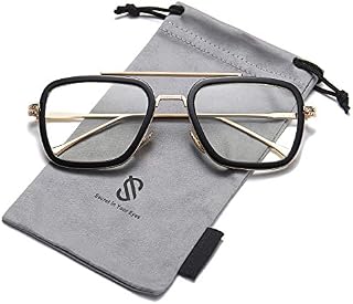 SOJOS Retro Aviator Square Glasses for Men Women Clear Lens Goggle Classic Alloy