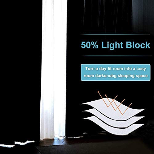 Image of RYB HOME White Curtains 84 inches Long Privacy Room Darkening Energy Saving Wall Partition Screens for Shared Bedroom Living Room Bedroom Kids Nursery, 1 Pc, Pure White, W 60 inch x L 84 inch