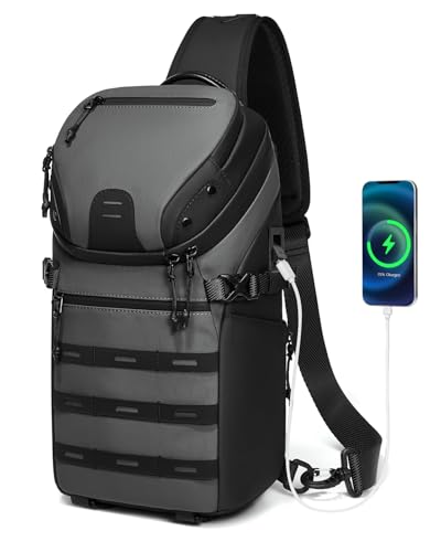 Somago Sling Backpack with USB Charging Port Water-Resistant Tactical Backpack Crossbody Chest Bag with Anti-theft Pocket