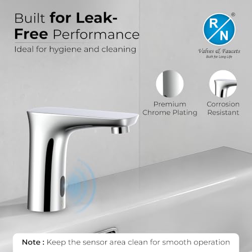 Image of RN Automatic Touchless Sensor Faucet for Wash Basin, Motion Sensor Bathroom Sink Tap, Hands-Free Smart Faucet with Chrome Finish, Water Saving Kitchen & Bath Fixture (Pillar Body.5)
