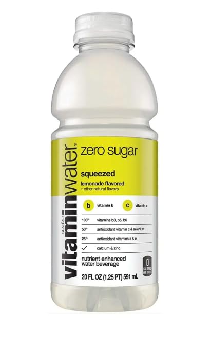 Vitamin Water Zero Squeezed Lemonade, 20 oz bottle - Pack of 24