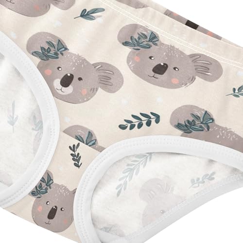 Wusikd Cute Koala Faces Girls' Underwear Cotton Leaves Girls Briefs Soft Toddler Underwear 2T4