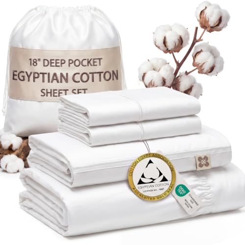 Image of Bedsure PureWoven 100% Giza Egyptian Cotton King Sheets, CEA & BV Certified
