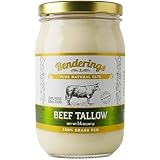 Renderings Gold Label Beef Tallow — 100% Grass-Fed — Premium Quality — Cooking & Baking Oil — 14 oz jar