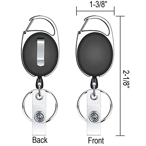 Selizo RBH-16 6 Packs Retractable Badge Holder Badge Reel Carabiner Id Keychain thumb #3